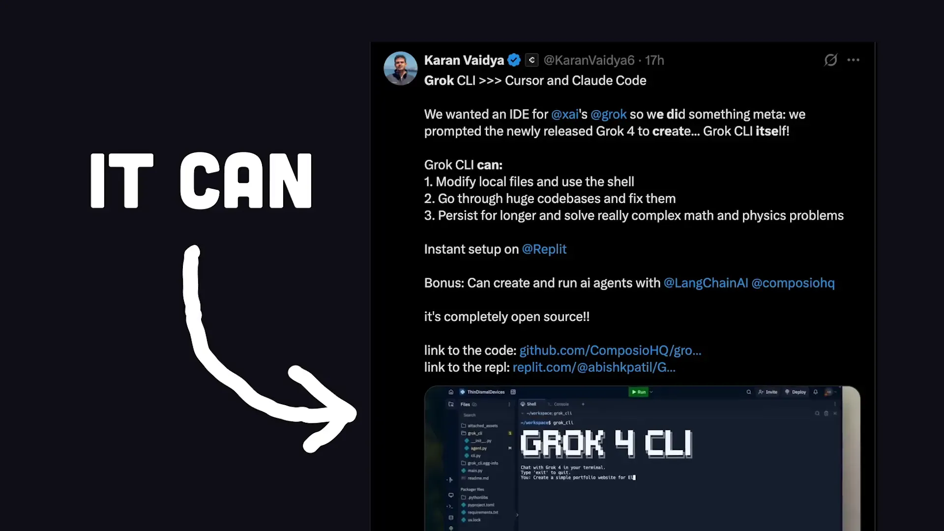 User-built CLI tool powered by Grok 4 AI