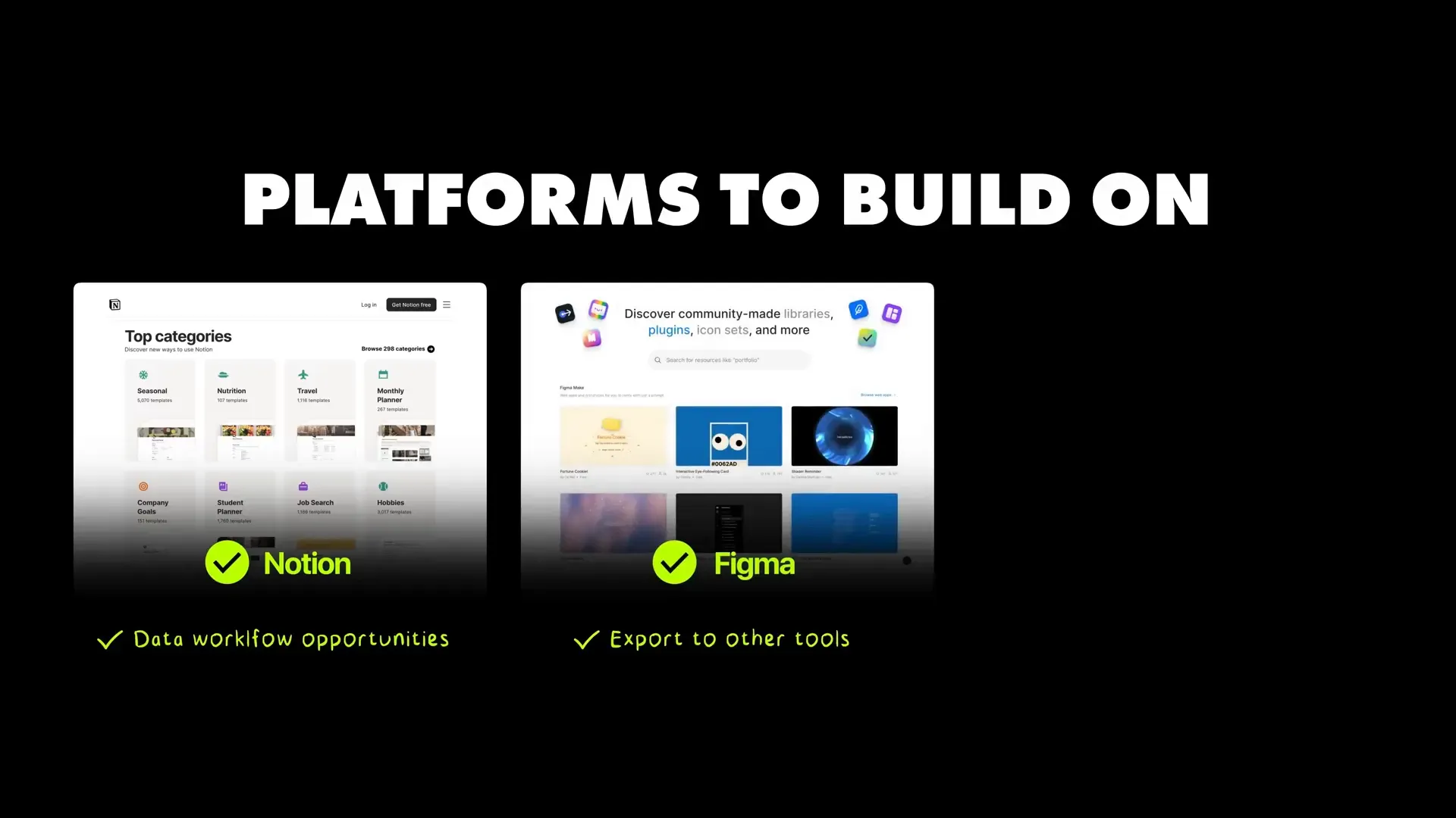 Andy listing platforms like Notion and Figma to build on