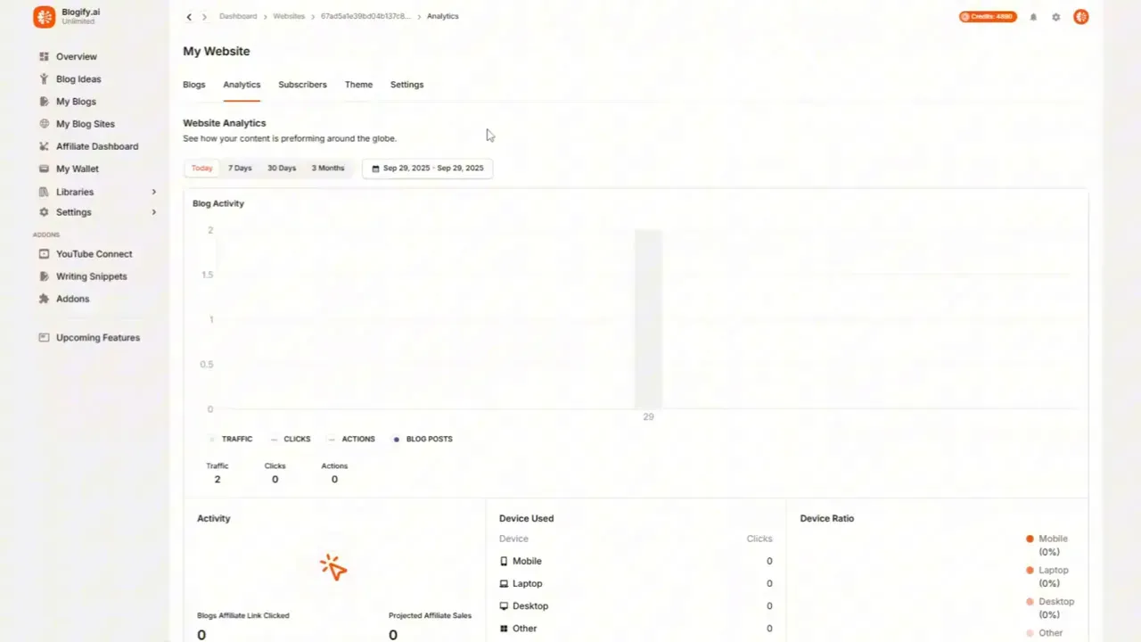 Modern blog hosting interface in Blogify