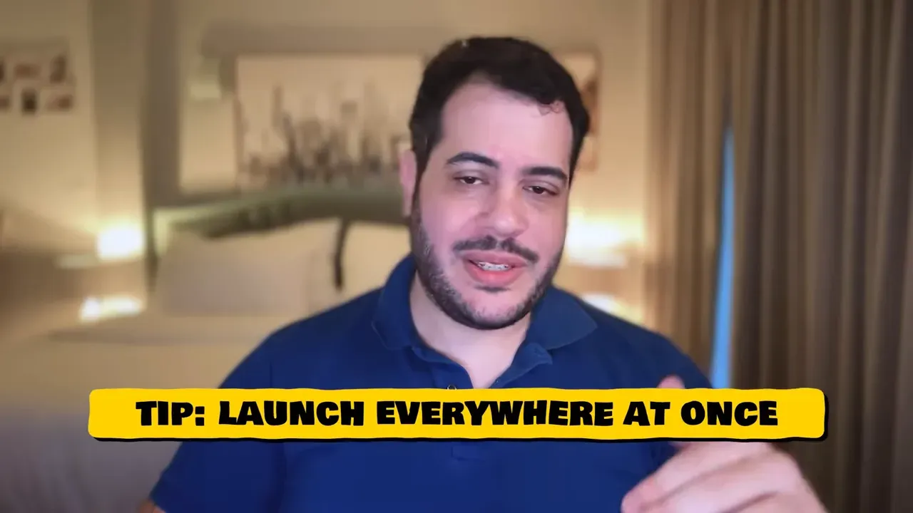 Clear interview screenshot with a yellow banner that reads 'TIP: LAUNCH EVERYWHERE AT ONCE'.