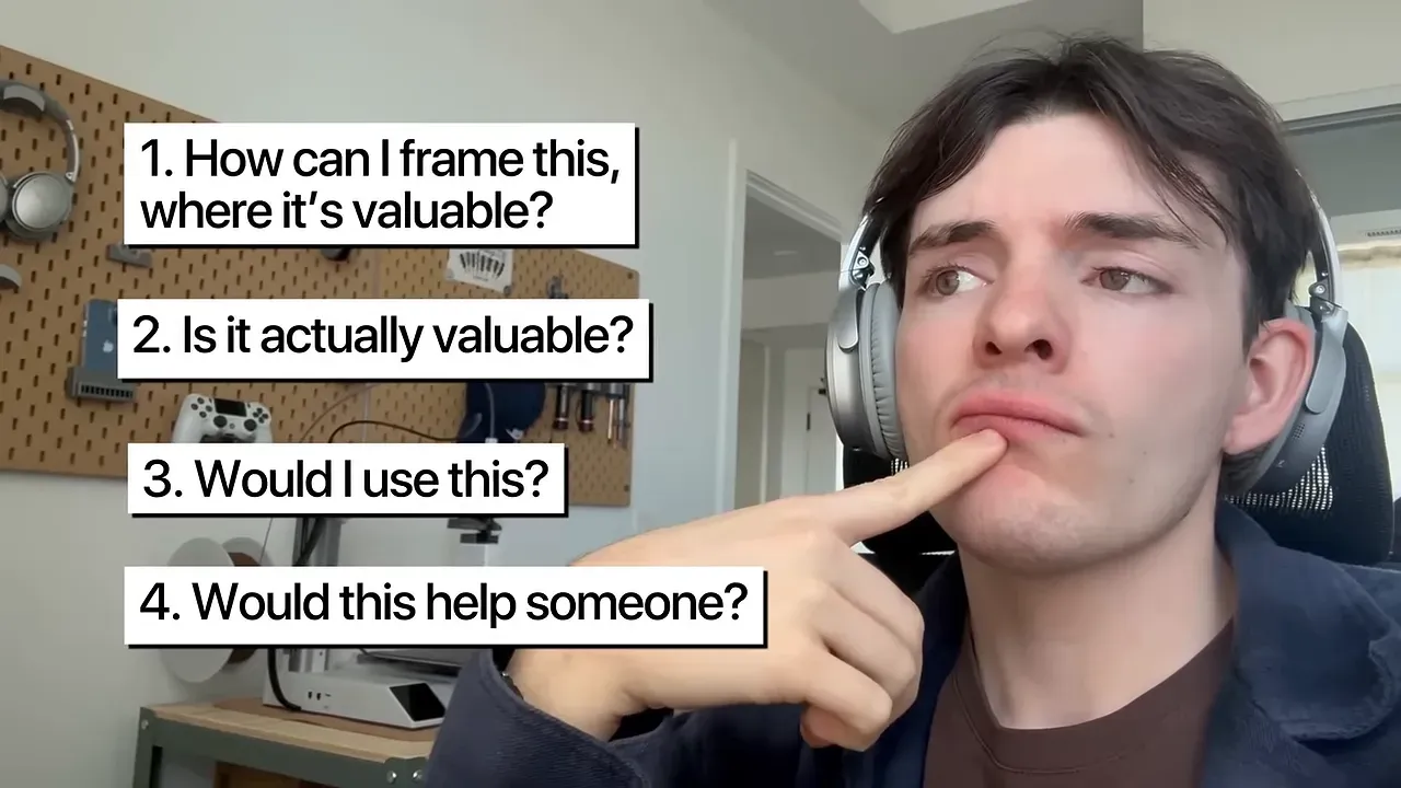 Four on-screen questions about framing value usability and helping someone